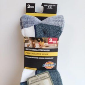 NWT Dickies Men's White Mid-Weight Crew Socks-0380